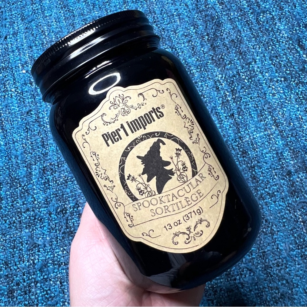 Pier 1 Imports Spooktacular Sortilege 13oz Candle Witch Candle Black Jar NWOT